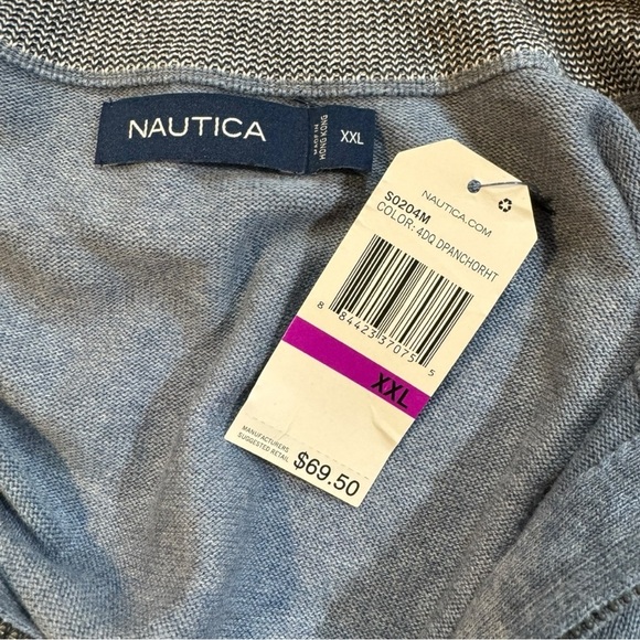 NWT Nautica Men’s 2XL Big & Tall Quarter-Zip Pullover Sweater – Blue - Picture 2 of 7